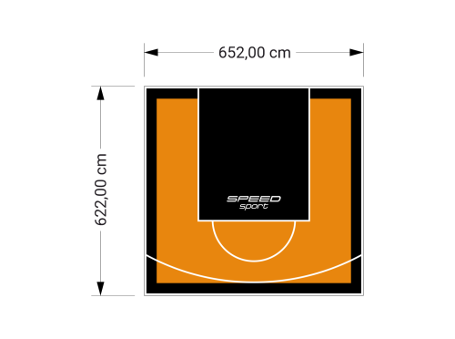 41M2/622X652CM POMARAŃCZOWO-CZARNE BOISKO DO KOSZYKÓWKI SPEEDSPORT HEXA POWER PRO