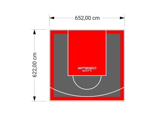 41M2/622X652CM GRAFITOWO-CZERWONE BOISKO DO KOSZYKÓWKI SPEEDSPORT HEXA POWER PRO