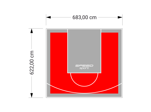 43M2/622X683CM CZERWONO-SZARE BOISKO DO KOSZYKÓWKI SPEEDSPORT HEXA POWER PRO