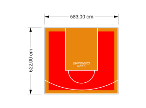 43M2/622X683CM CZERWONO-POMARAŃCZOWE BOISKO DO KOSZYKÓWKI SPEEDSPORT HEXA POWER PRO