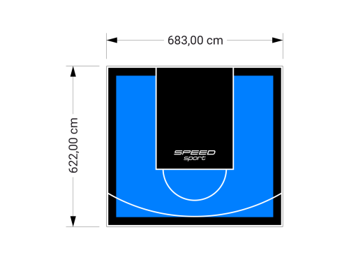 43M2/622X683CM BŁĘKITNO-CZARNE BOISKO DO KOSZYKÓWKI SPEEDSPORT HEXA POWER PRO