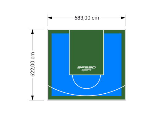 43M2/622X683CM BŁĘKITNO-ZIELONE BOISKO DO KOSZYKÓWKI SPEEDSPORT HEXA POWER PRO