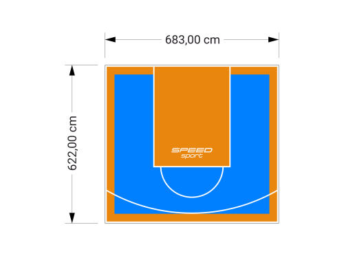 43M2/622X683CM BŁĘKITNO-POMARAŃCZOWE BOISKO DO KOSZYKÓWKI SPEEDSPORT HEXA POWER PRO
