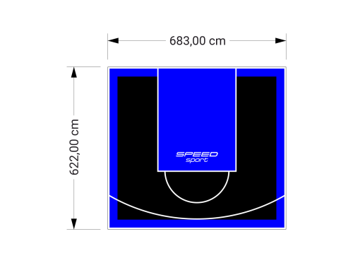 43M2/622X683CM CZARNO-NIEBIESKIE BOISKO DO KOSZYKÓWKI SPEEDSPORT HEXA POWER PRO