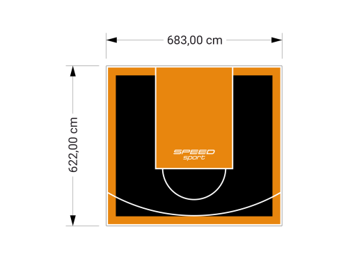 43M2/622X683CM CZARNO-POMARAŃCZOWE BOISKO DO KOSZYKÓWKI SPEEDSPORT HEXA POWER PRO