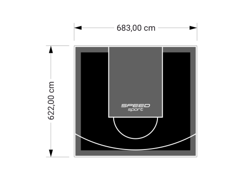43M2/622X683CM CZARNO-GRAFITOWE BOISKO DO KOSZYKÓWKI SPEEDSPORT HEXA POWER PRO
