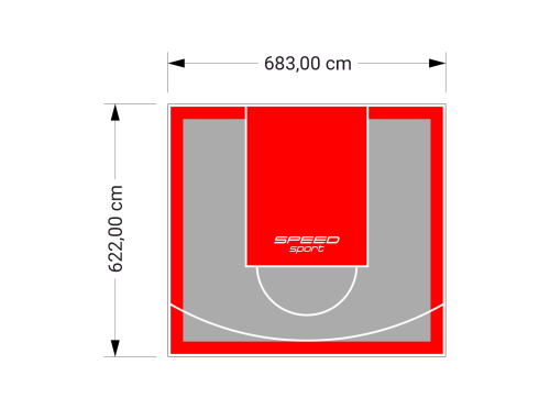 43M2/622X683CM SZARO-CZERWONE BOISKO DO KOSZYKÓWKI SPEEDSPORT HEXA POWER PRO