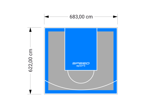 43M2/622X683CM SZARO-BŁĘKITNE BOISKO DO KOSZYKÓWKI SPEEDSPORT HEXA POWER PRO