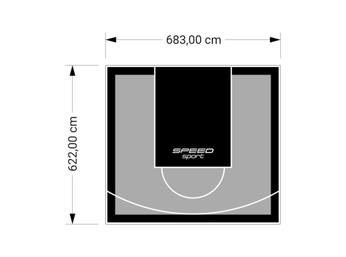 43M2/622X683CM SZARO-CZARNE BOISKO DO KOSZYKÓWKI SPEEDSPORT HEXA POWER PRO