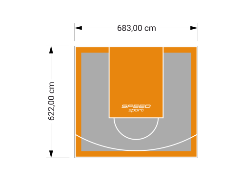 43M2/622X683CM SZARO-POMARAŃCZOWE BOISKO DO KOSZYKÓWKI SPEEDSPORT HEXA POWER PRO