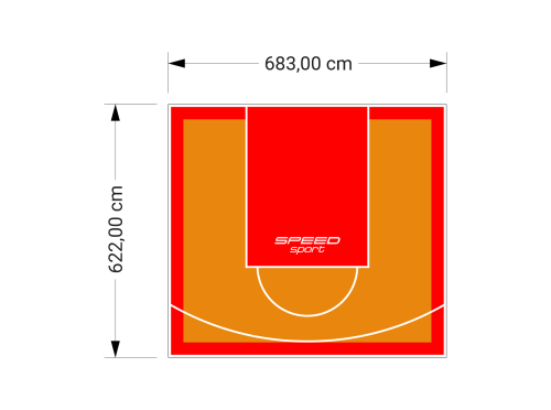 43M2/622X683CM POMARAŃCZOWO-CZERWONE BOISKO DO KOSZYKÓWKI SPEEDSPORT HEXA POWER PRO