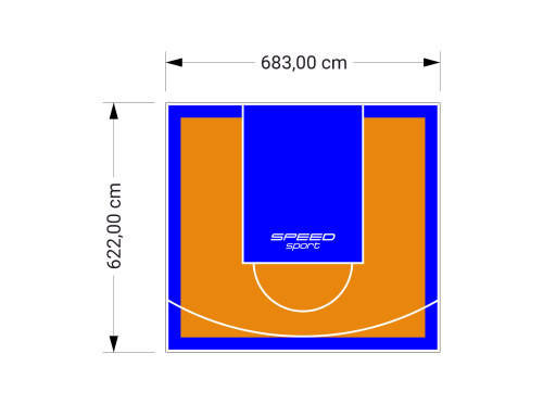 43M2/622X683CM POMARAŃCZOWO-NIEBIESKIE BOISKO DO KOSZYKÓWKI SPEEDSPORT HEXA POWER PRO