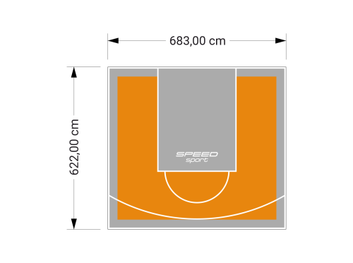 43M2/622X683CM POMARAŃCZOWO-SZARE BOISKO DO KOSZYKÓWKI SPEEDSPORT HEXA POWER PRO