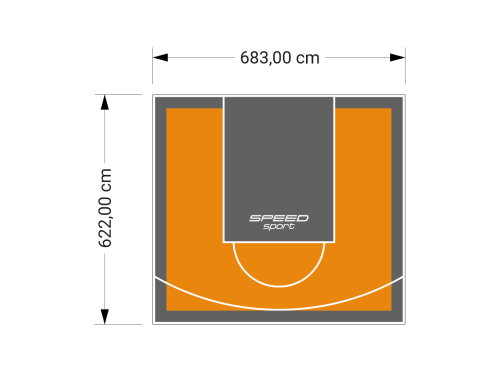 43M2/622X683CM POMARAŃCZOWO-GRAFITOWE BOISKO DO KOSZYKÓWKI SPEEDSPORT HEXA POWER PRO