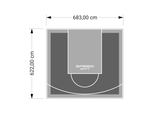 43M2/622X683CM GRAFITOWO-SZARE BOISKO DO KOSZYKÓWKI SPEEDSPORT HEXA POWER PRO