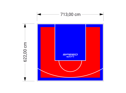 44M2/622X713CM CZERWONO-NIEBIESKIE BOISKO DO KOSZYKÓWKI SPEEDSPORT HEXA POWER PRO