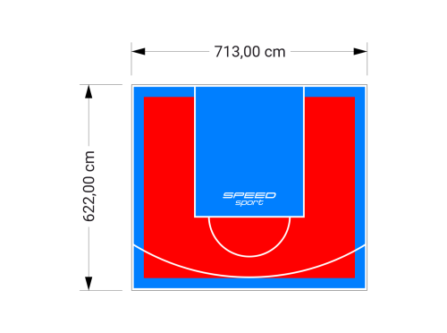 44M2/622X713CM CZERWONO-BŁĘKITNE BOISKO DO KOSZYKÓWKI SPEEDSPORT HEXA POWER PRO