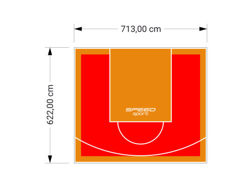 44M2/622X713CM CZERWONO-POMARAŃCZOWE BOISKO DO KOSZYKÓWKI SPEEDSPORT HEXA POWER PRO