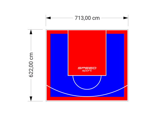44M2/622X713CM NIEBIESKO-CZERWONE BOISKO DO KOSZYKÓWKI SPEEDSPORT HEXA POWER PRO