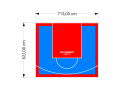 44M2/622X713CM BŁĘKITNO-CZERWONE BOISKO DO KOSZYKÓWKI SPEEDSPORT HEXA POWER PRO