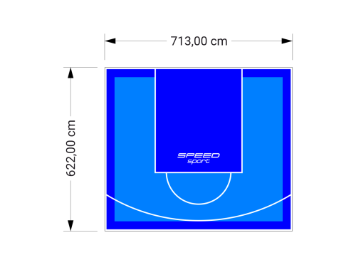 44M2/622X713CM BŁĘKITNO-NIEBIESKIE BOISKO DO KOSZYKÓWKI SPEEDSPORT HEXA POWER PRO
