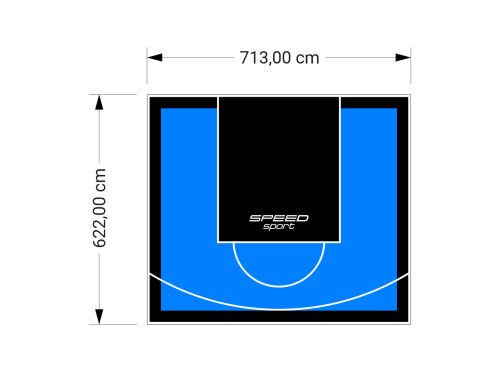 44M2/622X713CM BŁĘKITNO-CZARNE BOISKO DO KOSZYKÓWKI SPEEDSPORT HEXA POWER PRO