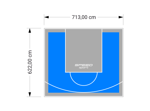 44M2/622X713CM BŁĘKITNO-SZARE BOISKO DO KOSZYKÓWKI SPEEDSPORT HEXA POWER PRO