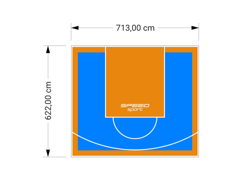 44M2/622X713CM BŁĘKITNO-POMARAŃCZOWE BOISKO DO KOSZYKÓWKI SPEEDSPORT HEXA POWER PRO