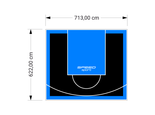 44M2/622X713CM CZARNO-BŁĘKITNE BOISKO DO KOSZYKÓWKI SPEEDSPORT HEXA POWER PRO