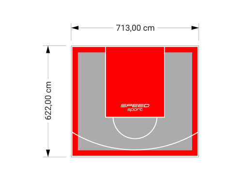 44M2/622X713CM SZARO-CZERWONE BOISKO DO KOSZYKÓWKI SPEEDSPORT HEXA POWER PRO
