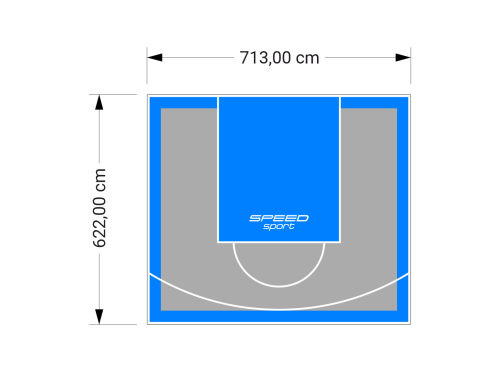 44M2/622X713CM SZARO-BŁĘKITNE BOISKO DO KOSZYKÓWKI SPEEDSPORT HEXA POWER PRO