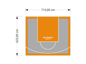 44M2/622X713CM SZARO-POMARAŃCZOWE BOISKO DO KOSZYKÓWKI SPEEDSPORT HEXA POWER PRO