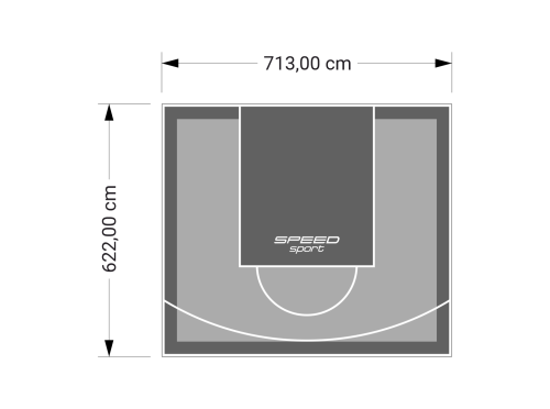 44M2/622X713CM SZARO-GRAFITOWE BOISKO DO KOSZYKÓWKI SPEEDSPORT HEXA POWER PRO