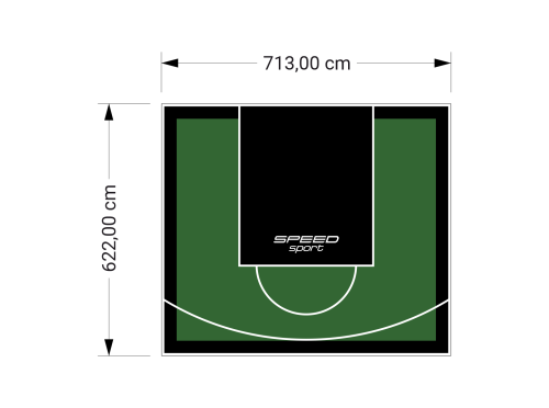 44M2/622X713CM ZIELONO-CZARNE BOISKO DO KOSZYKÓWKI SPEEDSPORT HEXA POWER PRO