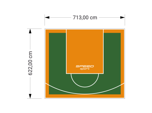 44M2/622X713CM ZIELONO-POMARAŃCZOWE BOISKO DO KOSZYKÓWKI SPEEDSPORT HEXA POWER PRO