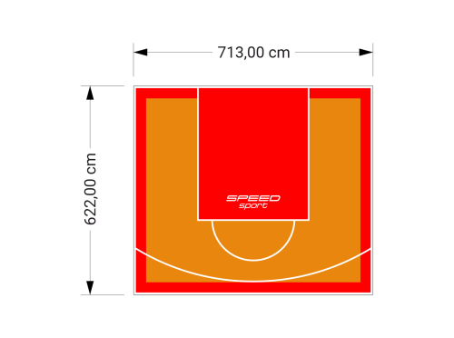 44M2/622X713CM POMARAŃCZOWO-CZERWONE BOISKO DO KOSZYKÓWKI SPEEDSPORT HEXA POWER PRO