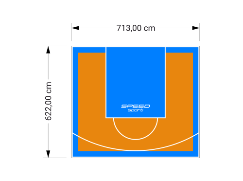 44M2/622X713CM POMARAŃCZOWO-BŁĘKITNE BOISKO DO KOSZYKÓWKI SPEEDSPORT HEXA POWER PRO