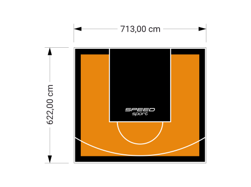 44M2/622X713CM POMARAŃCZOWO-CZARNE BOISKO DO KOSZYKÓWKI SPEEDSPORT HEXA POWER PRO