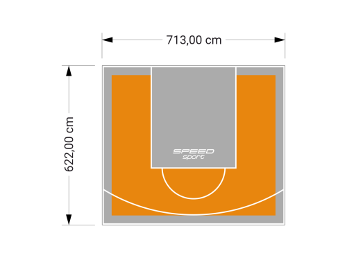 44M2/622X713CM POMARAŃCZOWO-SZARE BOISKO DO KOSZYKÓWKI SPEEDSPORT HEXA POWER PRO