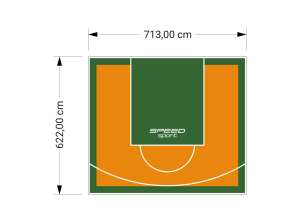 44M2/622X713CM POMARAŃCZOWO-ZIELONE BOISKO DO KOSZYKÓWKI SPEEDSPORT HEXA POWER PRO