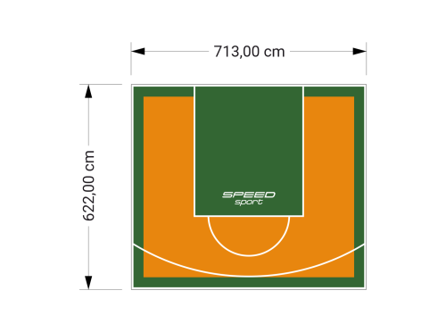 44M2/622X713CM POMARAŃCZOWO-ZIELONE BOISKO DO KOSZYKÓWKI SPEEDSPORT HEXA POWER PRO