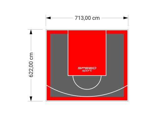44M2/622X713CM GRAFITOWO-CZERWONE BOISKO DO KOSZYKÓWKI SPEEDSPORT HEXA POWER PRO