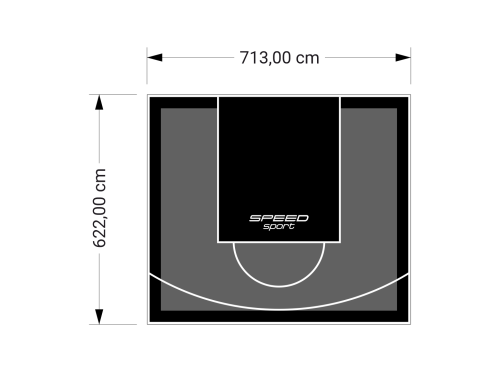 44M2/622X713CM GRAFITOWO-CZARNE BOISKO DO KOSZYKÓWKI SPEEDSPORT HEXA POWER PRO