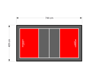 30M2/744X409CM CZERWONO-GRAFITOWE BOISKO DO SIATKÓWKI SPEEDSPORT HEXA POWER PRO