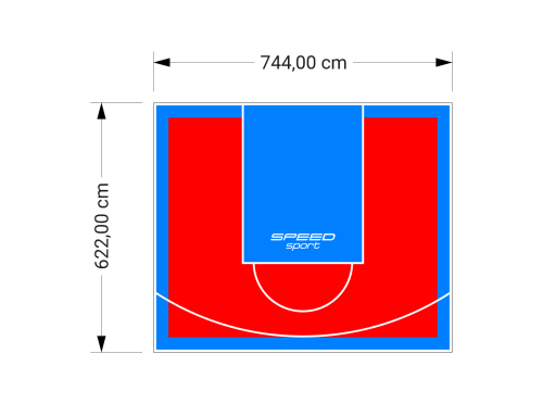 46M2/622X744CM CZERWONO-BŁĘKITNE BOISKO DO KOSZYKÓWKI SPEEDSPORT HEXA POWER PRO