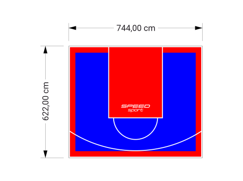 46M2/622X744CM NIEBIESKO-CZERWONE BOISKO DO KOSZYKÓWKI SPEEDSPORT HEXA POWER PRO