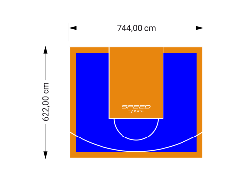 46M2/622X744CM NIEBIESKO-POMARAŃCZOWE BOISKO DO KOSZYKÓWKI SPEEDSPORT HEXA POWER PRO