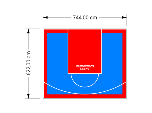 46M2/622X744CM BŁĘKITNO-CZERWONE BOISKO DO KOSZYKÓWKI SPEEDSPORT HEXA POWER PRO