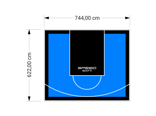 46M2/622X744CM BŁĘKITNO-CZARNE BOISKO DO KOSZYKÓWKI SPEEDSPORT HEXA POWER PRO