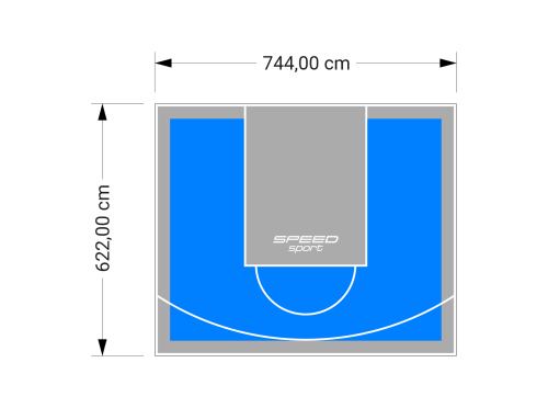 46M2/622X744CM BŁĘKITNO-SZARE BOISKO DO KOSZYKÓWKI SPEEDSPORT HEXA POWER PRO